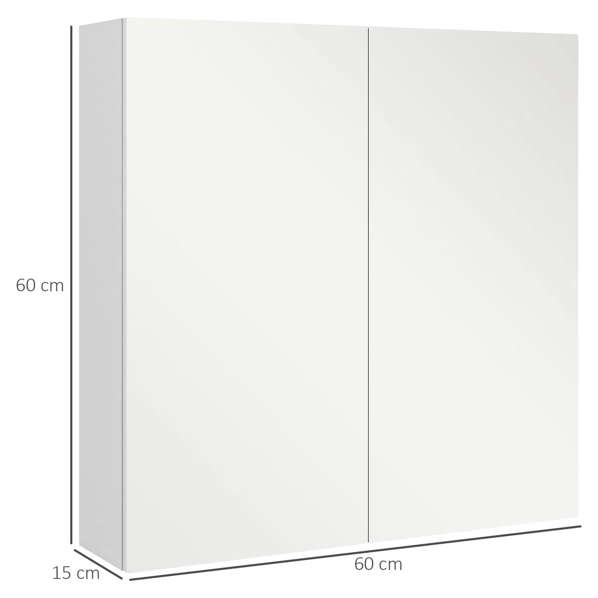 kleankin Armoire Murale de Salle de Bain, Placard de Rangement, 3 Niveaux, étagère réglable, 2 Portes et miroirs, Armoire Suspendue, 60 x 15 x 60 cm, Blanc
