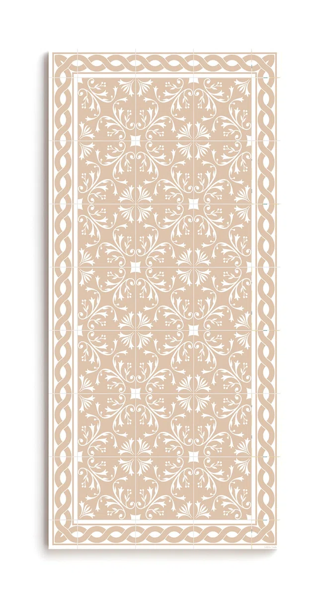 DobleUve Estudio Tapis Vinyle 37 | Beige | 65x200 cm | Tapis Cuisine et Salon Antidérapant Antifongique Ignifuge | Pour Enfants et Bain PVC