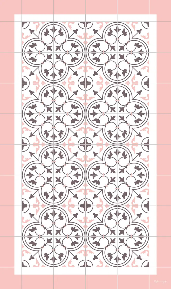 DobleUve Estudio Tapis Vinyle Capri | Rose | 120x120 | Tapis Cuisine PVC | Tapis de Salle à Manger Imperméable | Tapis Salon | Tapis Antidérapant Antifongique en PVC pour Enfants