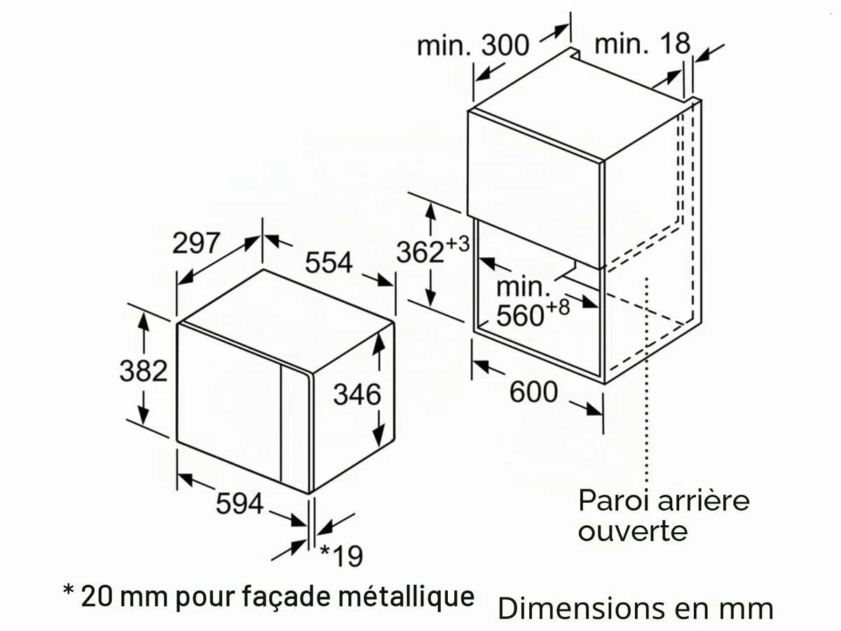 Bosch Serie 6 BFL524MW0 Intégré - Micro-ondes (Intégré, Micro-ondes grill, 20 L, 800 W, Rotatif, Tactil, Blanc)