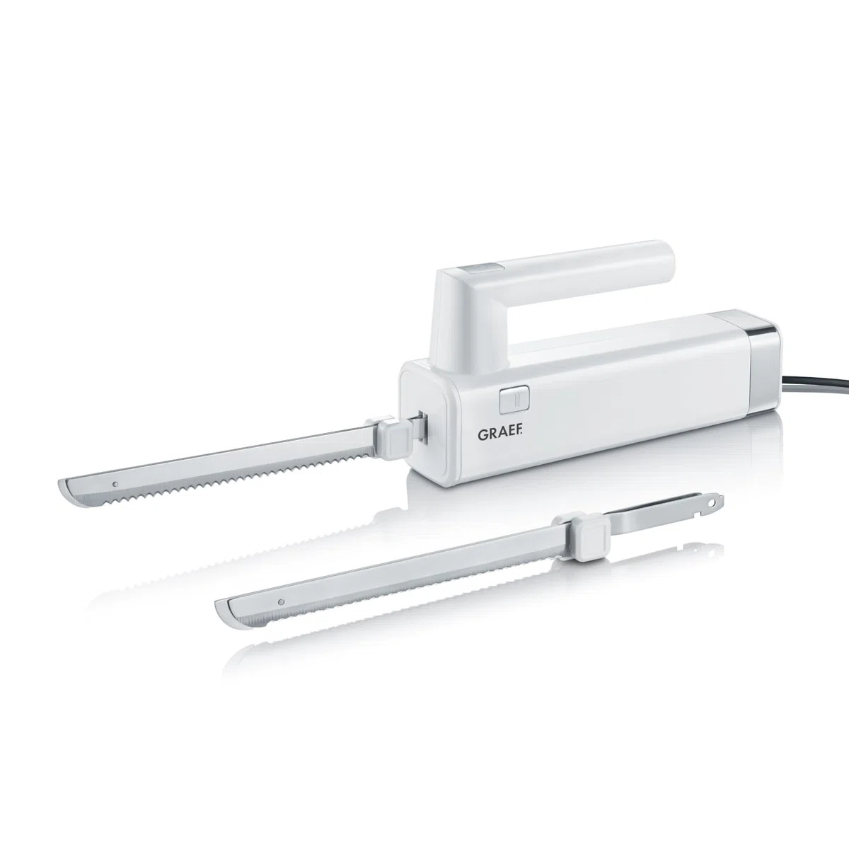 GRAEF. Couteau électrique EK501EU, blanc, réglage vertical, protection des doigts, lames en acier inoxydable lavables au lave-vaisselle