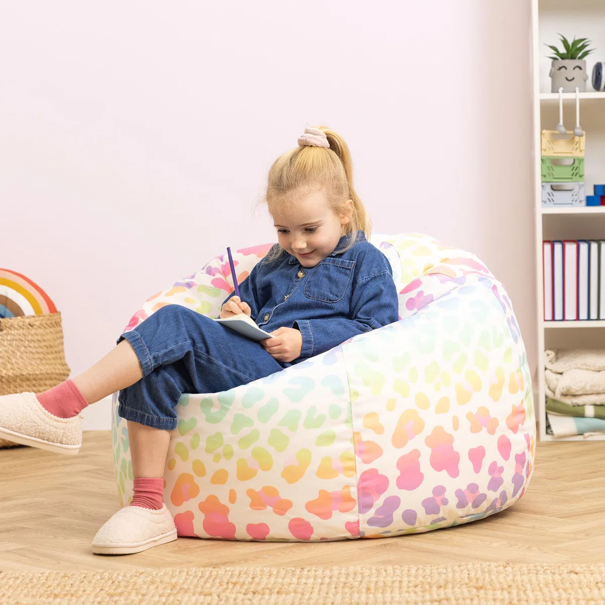 Icon Léopard Pouf Enfant, Collection Imprimée, Pouf Poire Ado avec Remplissage, Chaise Enfant, Fauteuil Chambre, Meuble Chambre, Meuble Salon