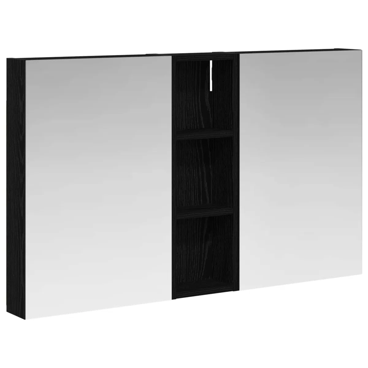 Lot de 3 armoires de salle de bain en bois - 100 x 10,5 x 60,5 cm - Montage mural - Avec éclairage LED - Miroir bidirectionnel - Espace de rangement et étagères pour meubles de salle de bain