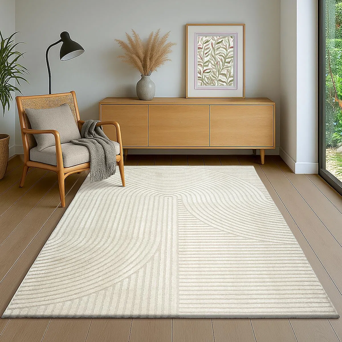the carpet Everest - Tapis Salon Moderne à Poils Courts avec Effet Haut-Bas, Effet 3D, Haute densité de Poils et agréablement Doux, Design Panglao, crème, 160 x 230 cm