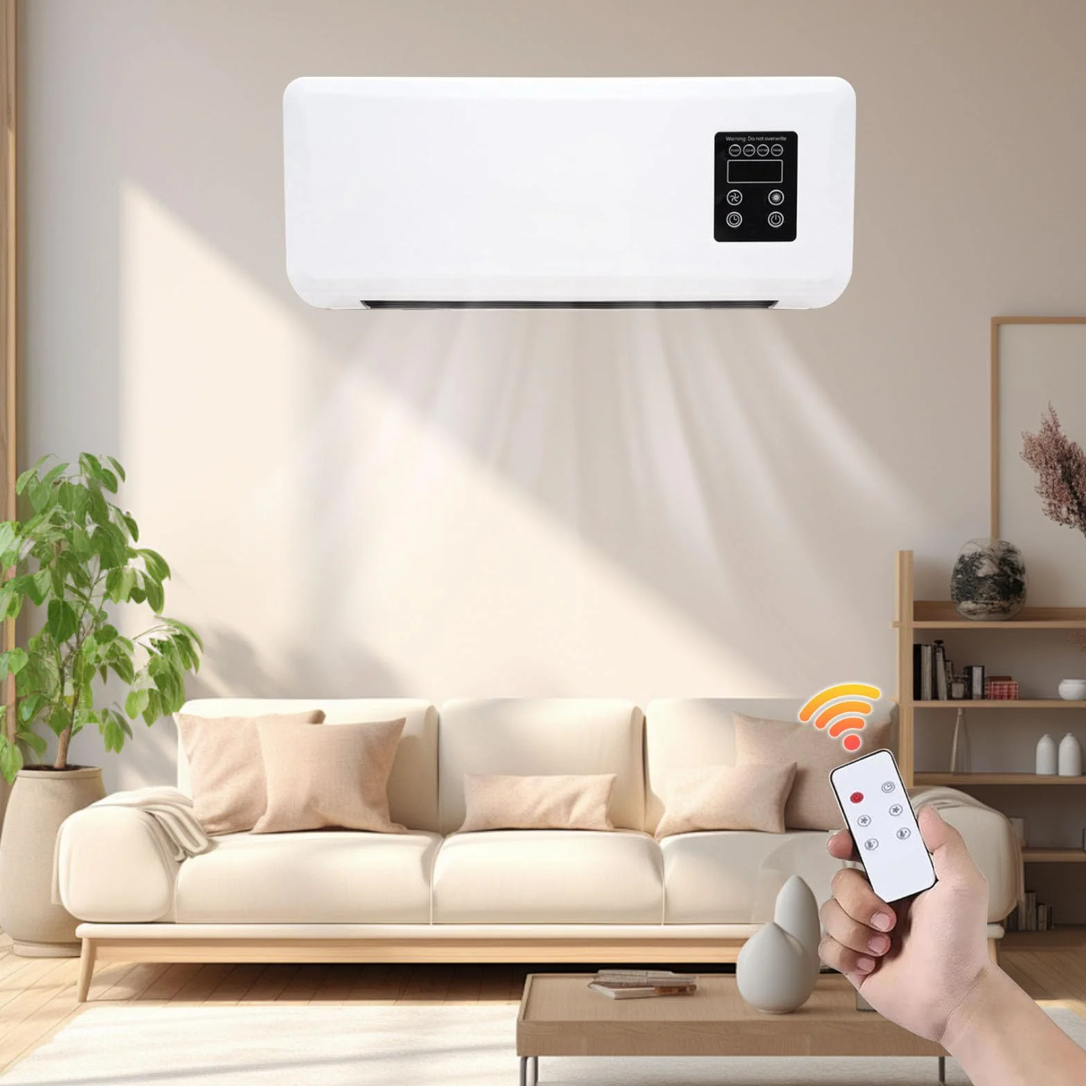 Ventilateur Mural Avec Télécommande,Climatiseur Mural Réversible Split,Ventilateur Climatiseur Sans Unité Extérieure,Air Conditioner,Ventilateur De Refroidissement Pour Cuisine,Chambre à Coucher (A)