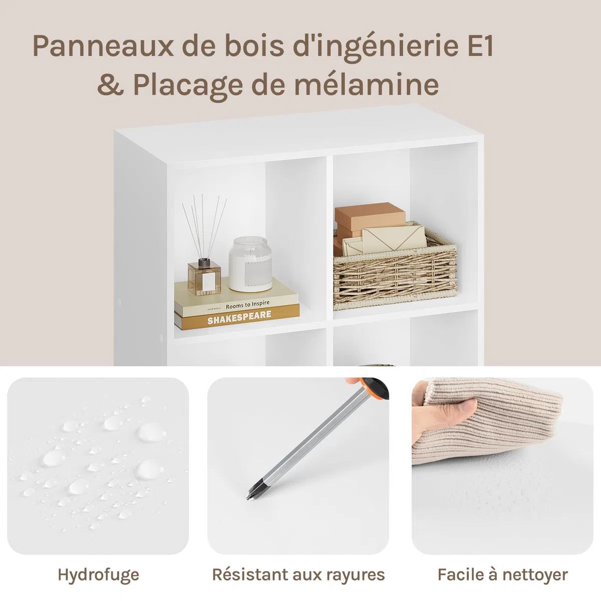 WOLTU Bibliothèque, Étagère de 8 Casiers, pour Salon, Bureau, 60x29,5x121cm en Panneaux de Particules, Blanc,SK002ws4