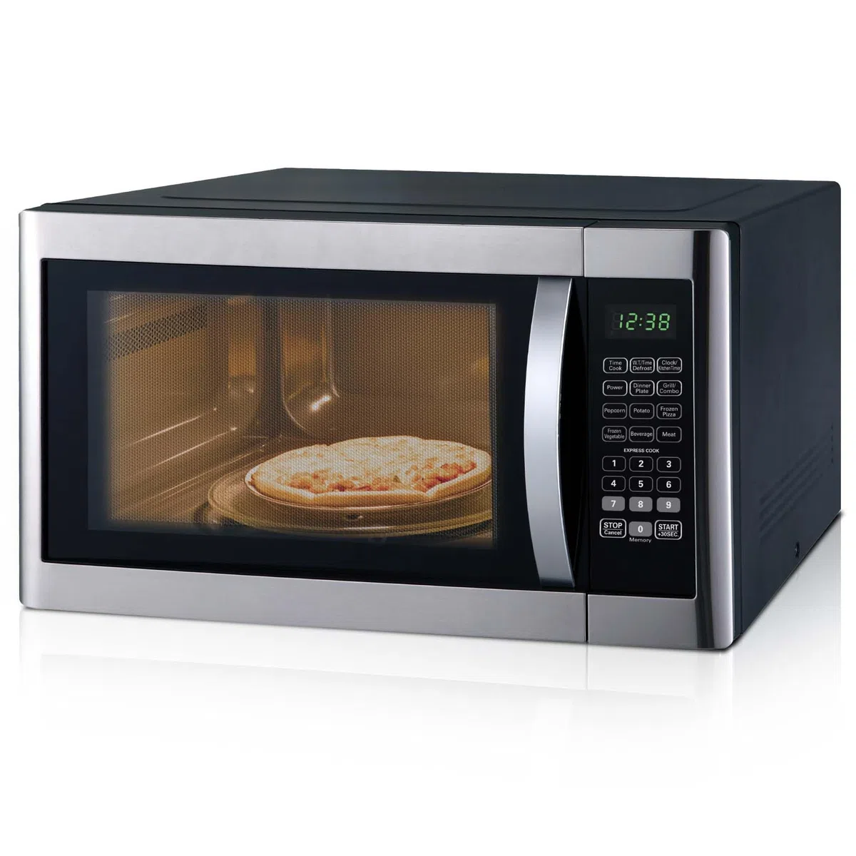 SMETA Four à Micro-ondes 42L, Micro-ondes Grill 2 en 1, Micro-ondes 1100W, Gril 1400W, 11 Niveaux de Puissance/6 Menus Préréglés/Minuteries/Easy Defrost/Sécurité Enfant, Contrôle Numérique Noir/Silver
