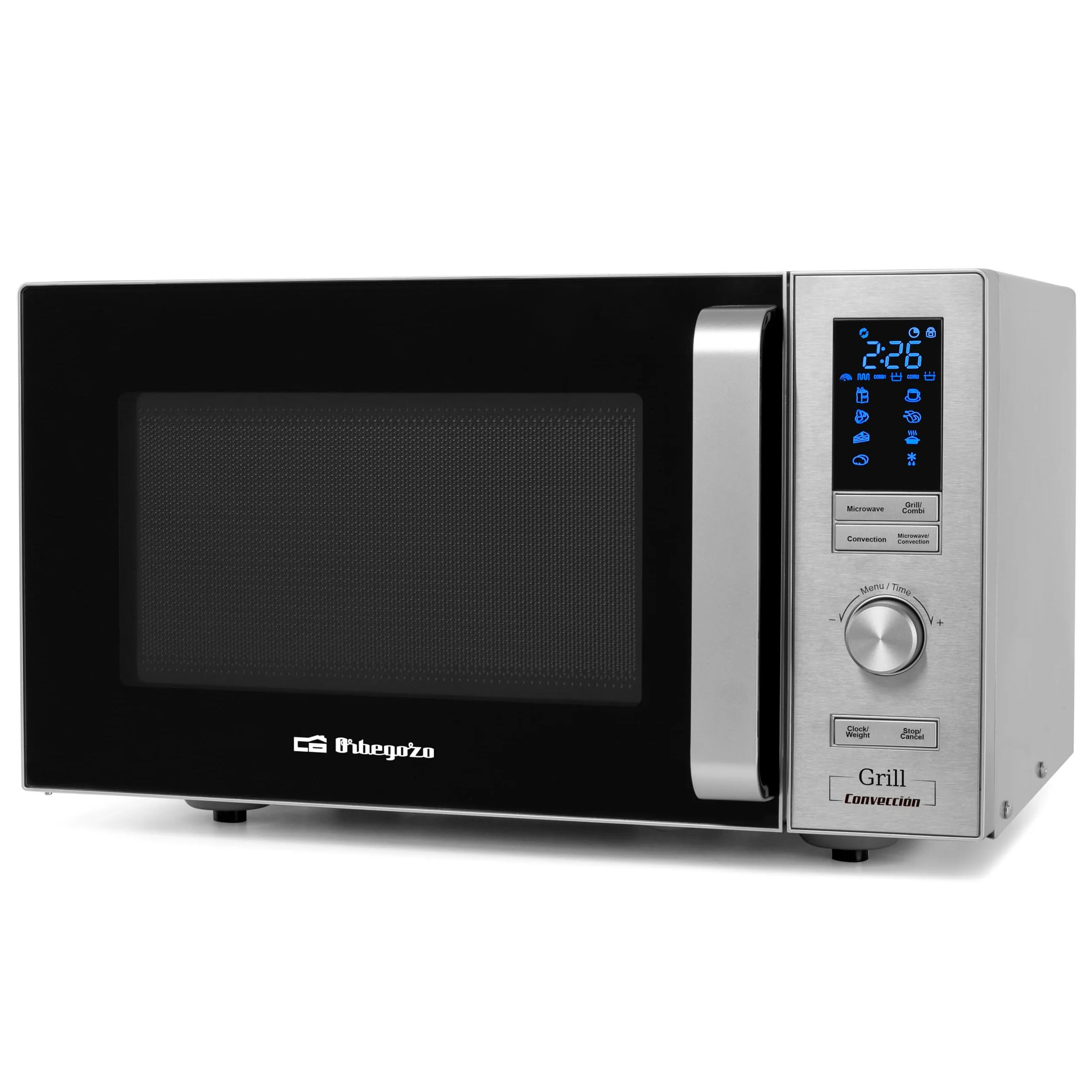 Orbegozo Mig 2528 Co - Micro-ondes gril et convection, 25 l, 6 niveaux de puissance, affichage numérique à LED, 7 menus prédéfinis, minuterie, programme de décongélation, 900-1950 W