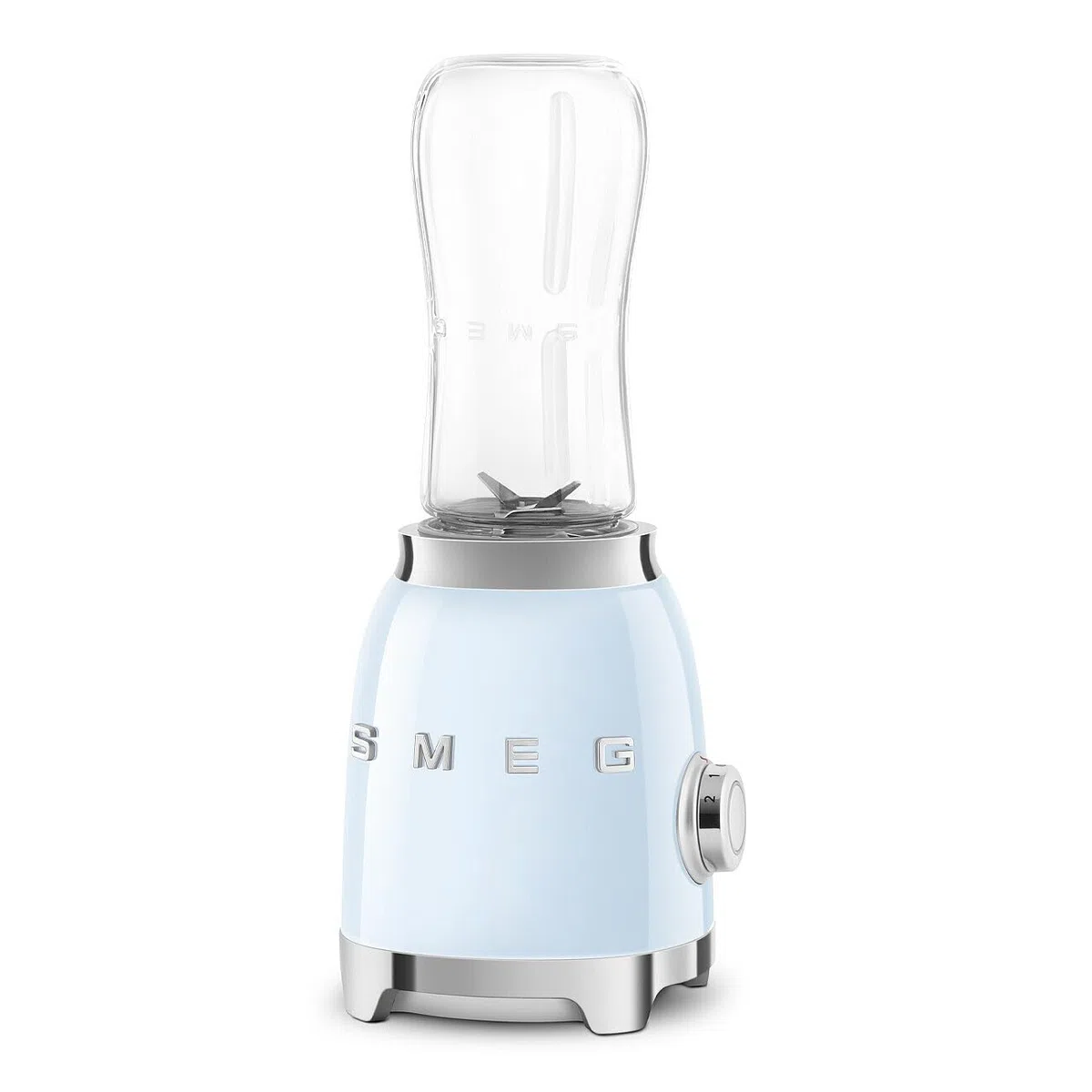 Smeg, Mini-Blender PBF00PBEU, 2 Niveaux de Vitesse, Blocage Moteur de Sécurité, 1 Bouteille de 600 ml Fournie, Base Antidérapante, Range cordon Intégré, 300W, Bleu Clair Pastel
