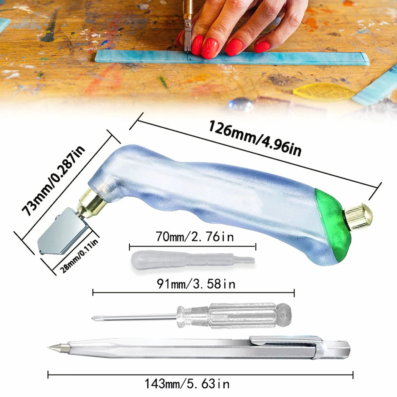 Kit De Vitrail, Kit De Démarrage De Vitrail, Kit De Démarrage Professionnel, avec Kit D'Outils De Coupe-Verre Et Kit De Fer À Souder 60 W Et Ruban De Cuivre De 2 M Et Fil,