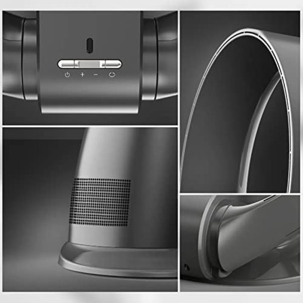 Ventilateur Mural Avec Télécommande, Ventilateur Sans Pales De 35,7 Cm, Ventilateur De Bureau De 26 W, Ventilateur Sur Pied Oscillant À 80 Degrés, Noir/argent/blanc,Blanc,Sensational421