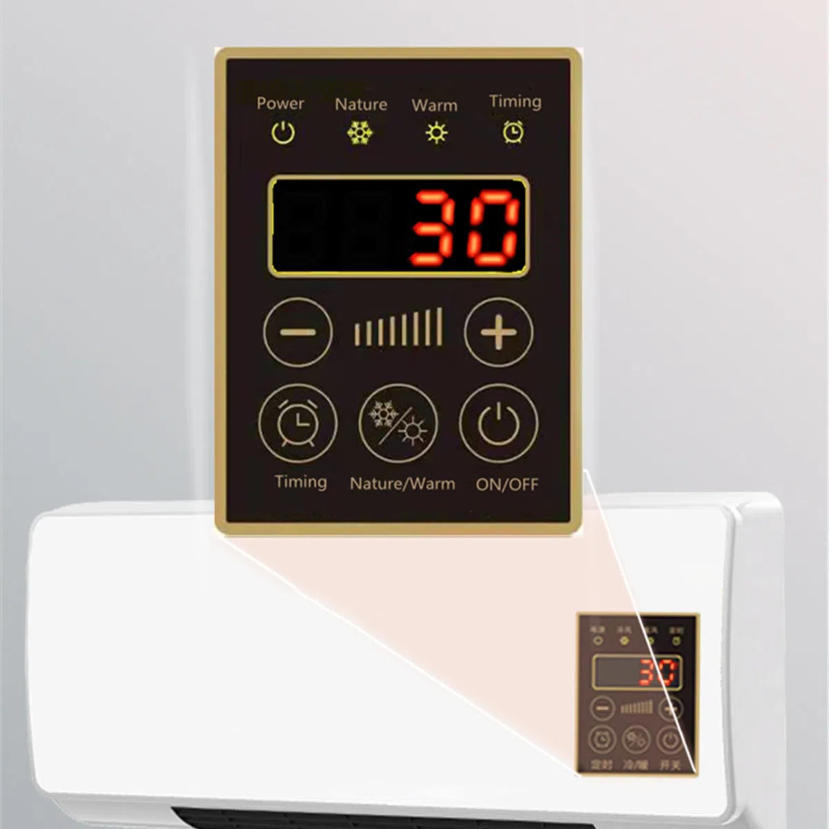 Mini climatiseur mural avec télécommande,Climatiseur Portable 2000 W,pour chambre à coucher, salon, bureau - Design compact - 55.5 cm x 23 cm x 11.5 cm