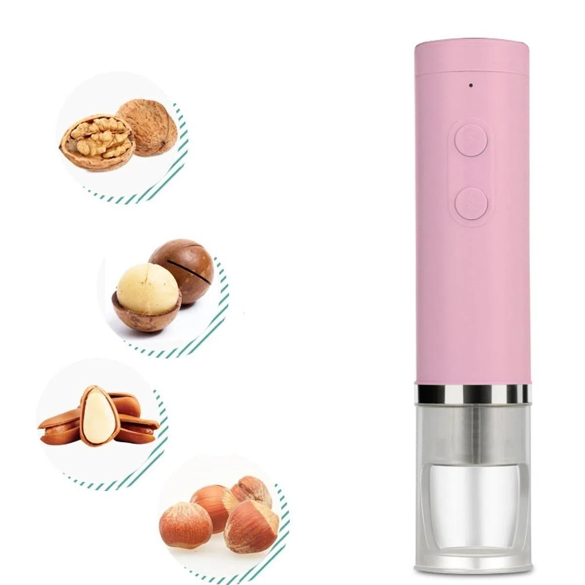 Casse-noix Électrique Ouvre-noix Automatique Décortiqueur Multifonction pour Noix Noisettes Pignons Mécanisme Puissant Matériau PP USB, Rose