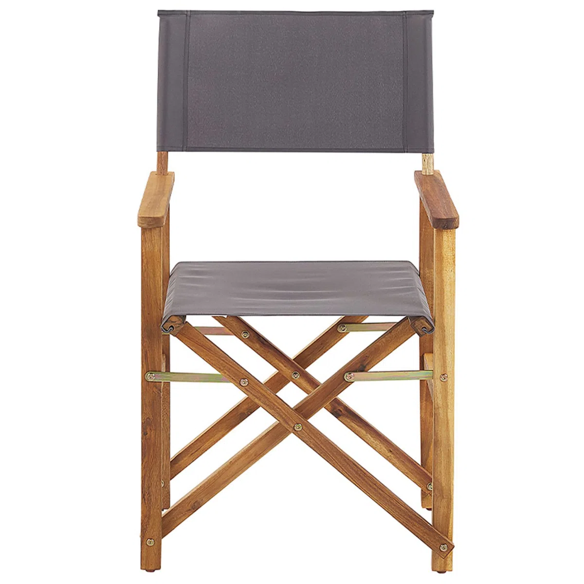 Beliani 2 Chaises Fauteuils Metteur en Scène Pliantes en Bois Acacia Clair avec Accoudoirs et Assise Gris Idéales pour Jardin Boho et Rétro