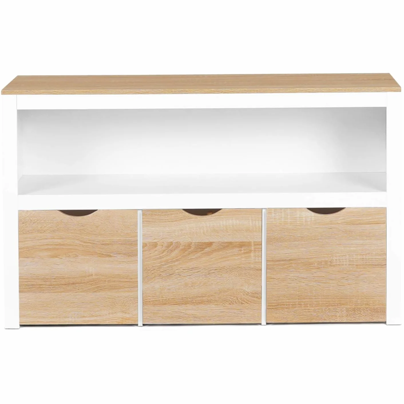 IDMarket - Meuble de Rangement Enfant Mana en Bois Blanc et hêtre 3 tiroirs Cubes sur roulettes