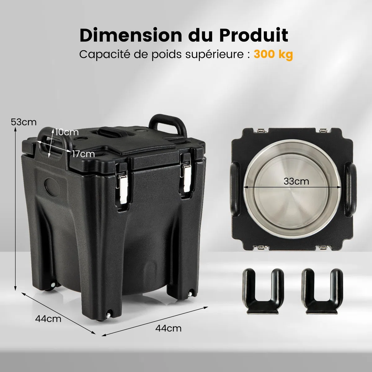 COSTWAY Récipient à Soupe isolé Chauffe-plats Empilable de 30 L, Conteneur Isotherme Portable en Acier Inoxydable avec 2 Poignées Roues à Frein, pour Restauration Camping, Noir
