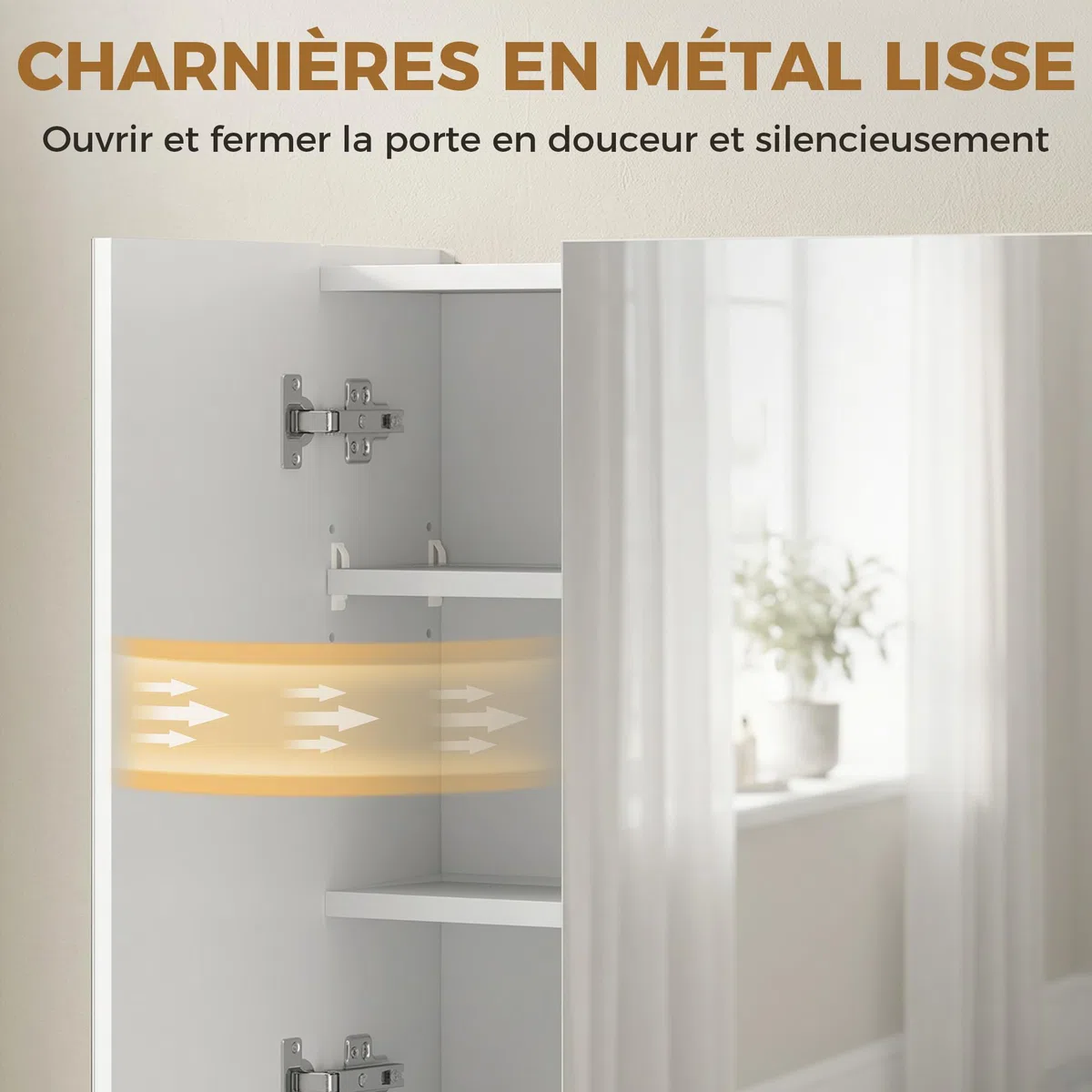 kleankin Armoire Murale Salle de Bain avec Miroir, 90 x 15 x 75 cm, Meuble Salle de Bain, Armoire de Toilette avec 3 Portes Miroir, Compartiment Ouvert et étagères réglables, Blanc