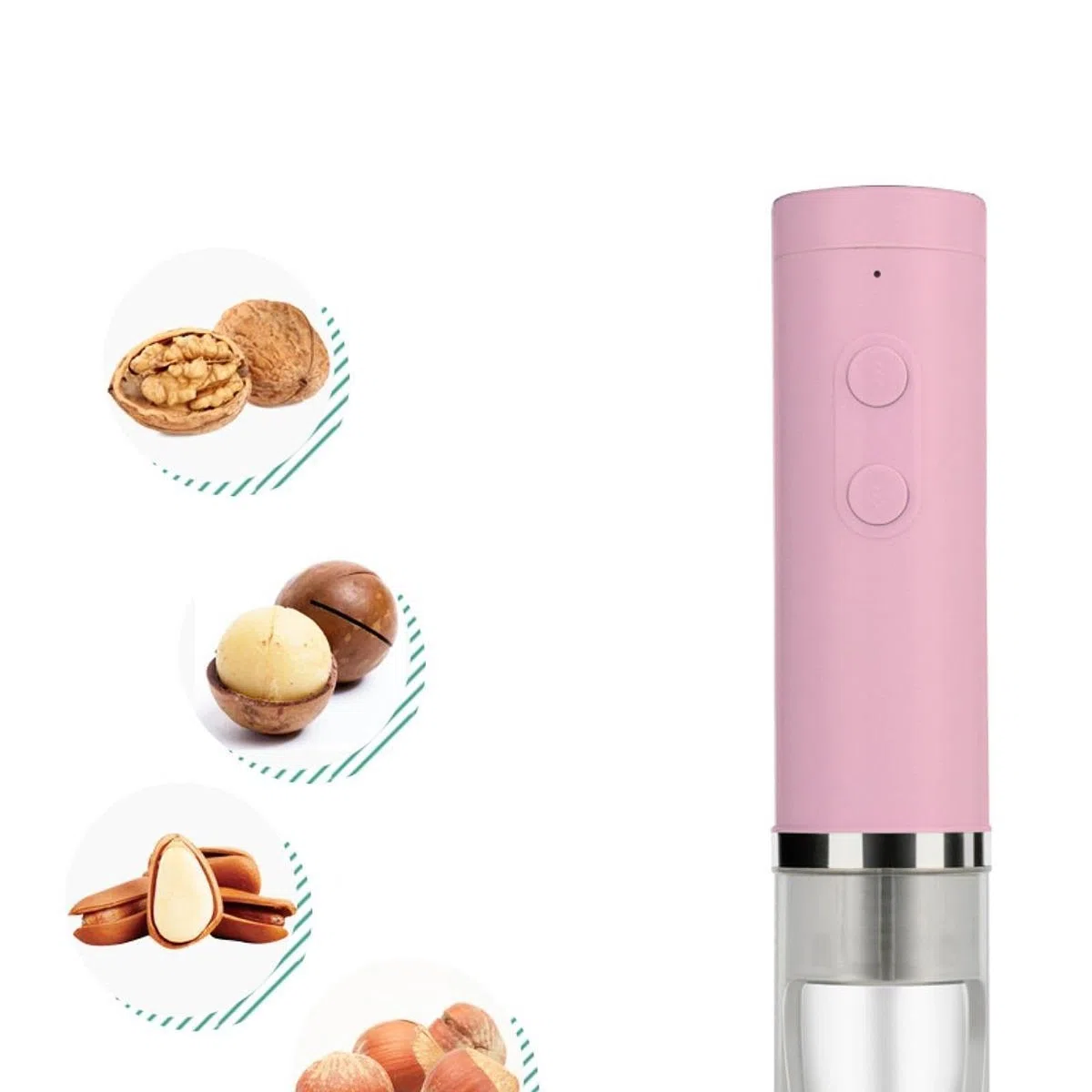 Casse-noix Électrique Ouvre-noix Automatique Décortiqueur Multifonction pour Noix Noisettes Pignons Mécanisme Puissant Matériau PP USB, Rose