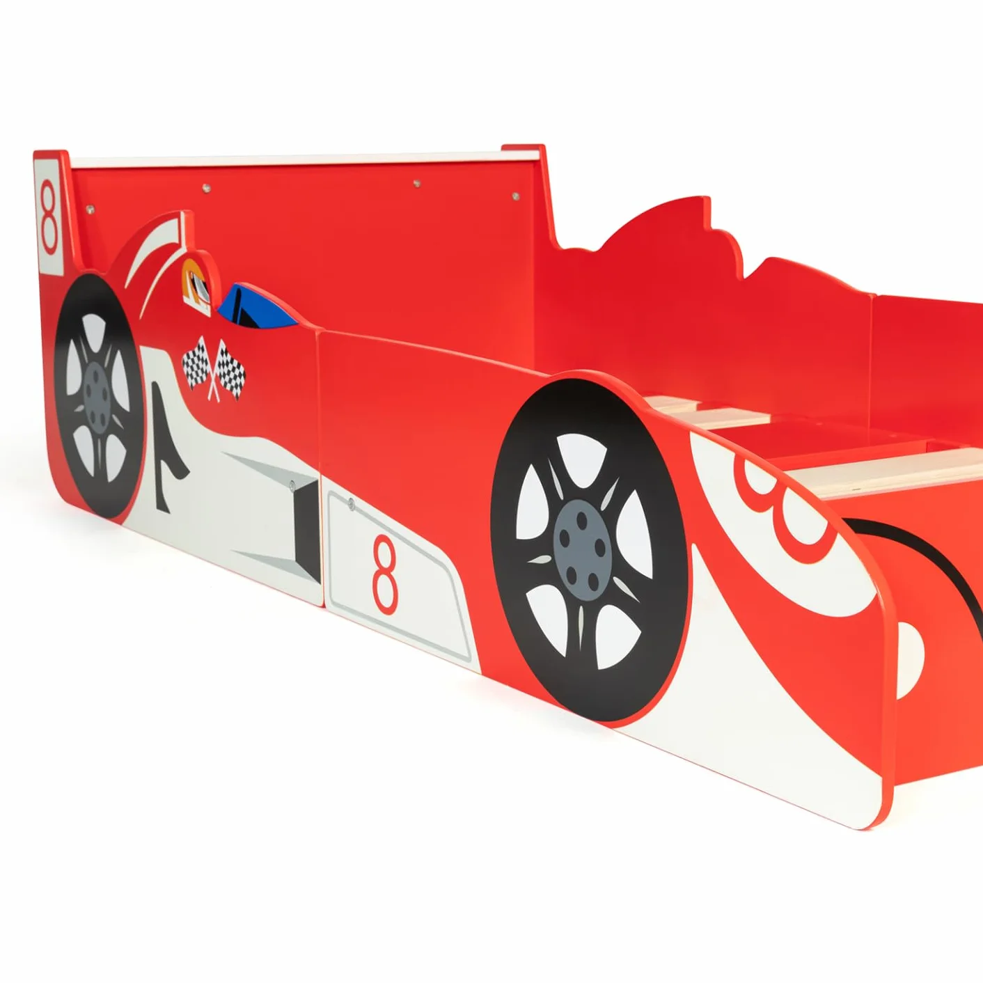 IDMarket - Lit Enfant Voiture Formule 1 Teddi 70 x 140 CM Rouge