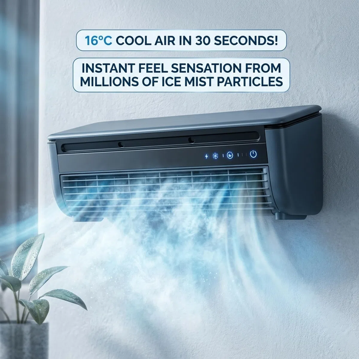 Climatiseur mural avec refroidissement rapide et batterie de 6000 mAh – Mini climatiseur, refroidisseur USB portable avec télécommande pour cuisine, dortoir, bureau
