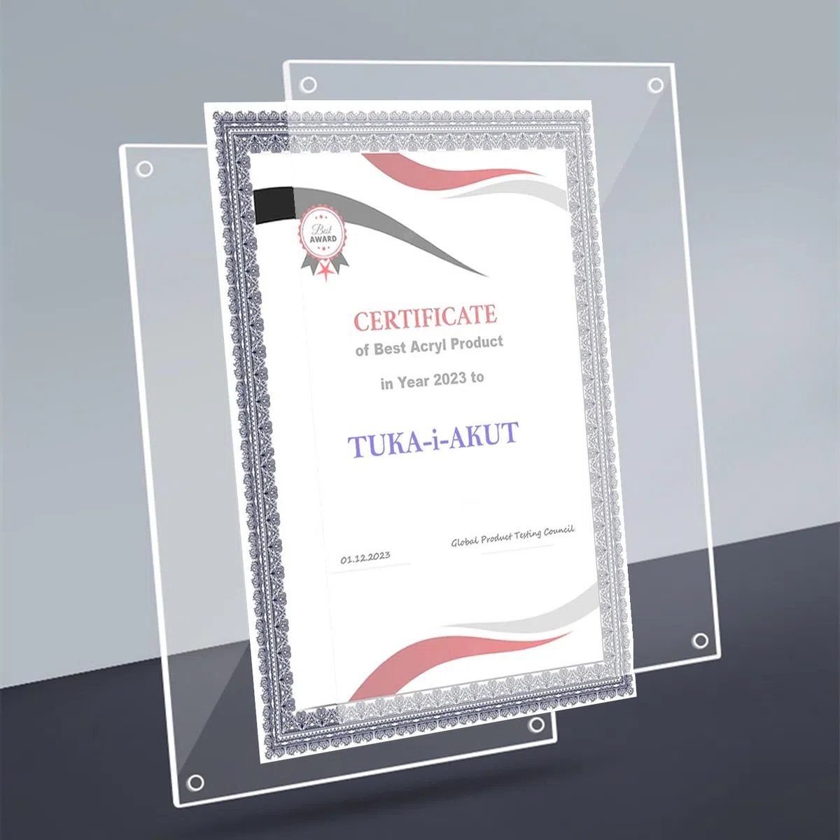 TUKA-i-AKUT TKD9400-A4-5x Lot de 5 cadres en acrylique double panneau transparent pour photos, documents, affiches, brochures certifiées
