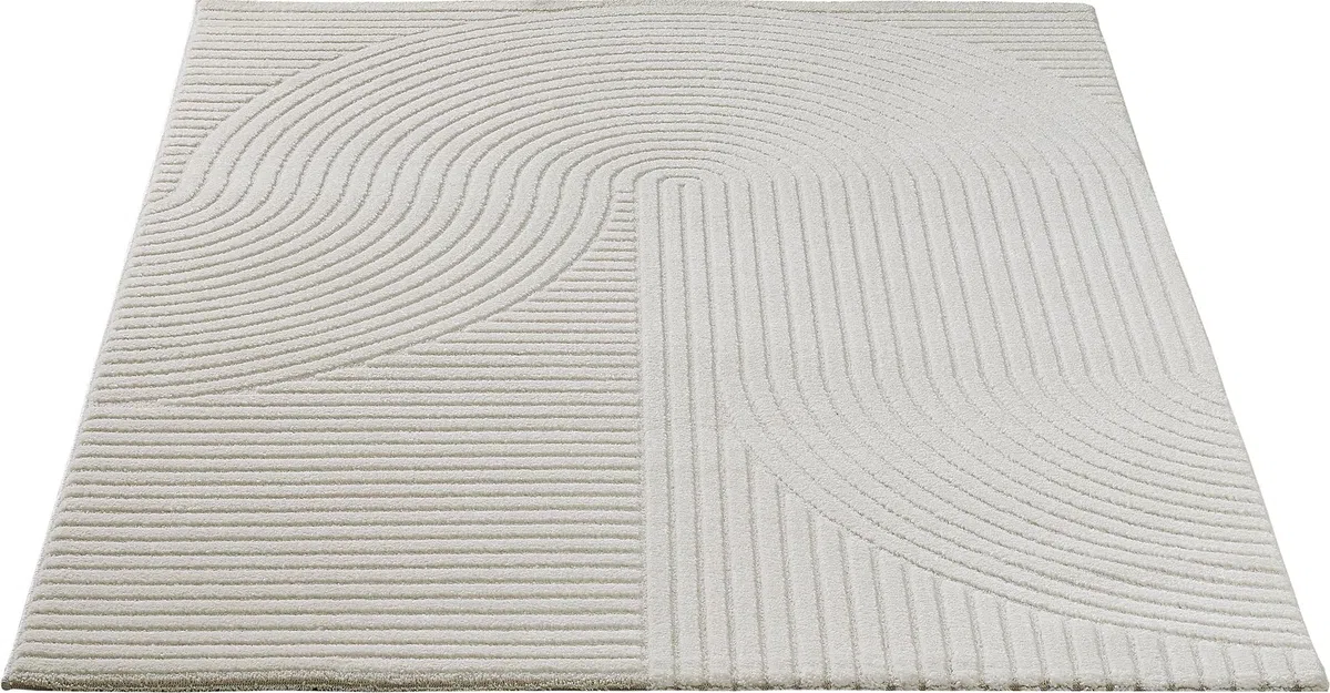 the carpet Everest - Tapis Salon Moderne à Poils Courts avec Effet Haut-Bas, Effet 3D, Haute densité de Poils et agréablement Doux, Design Panglao, crème, 160 x 230 cm
