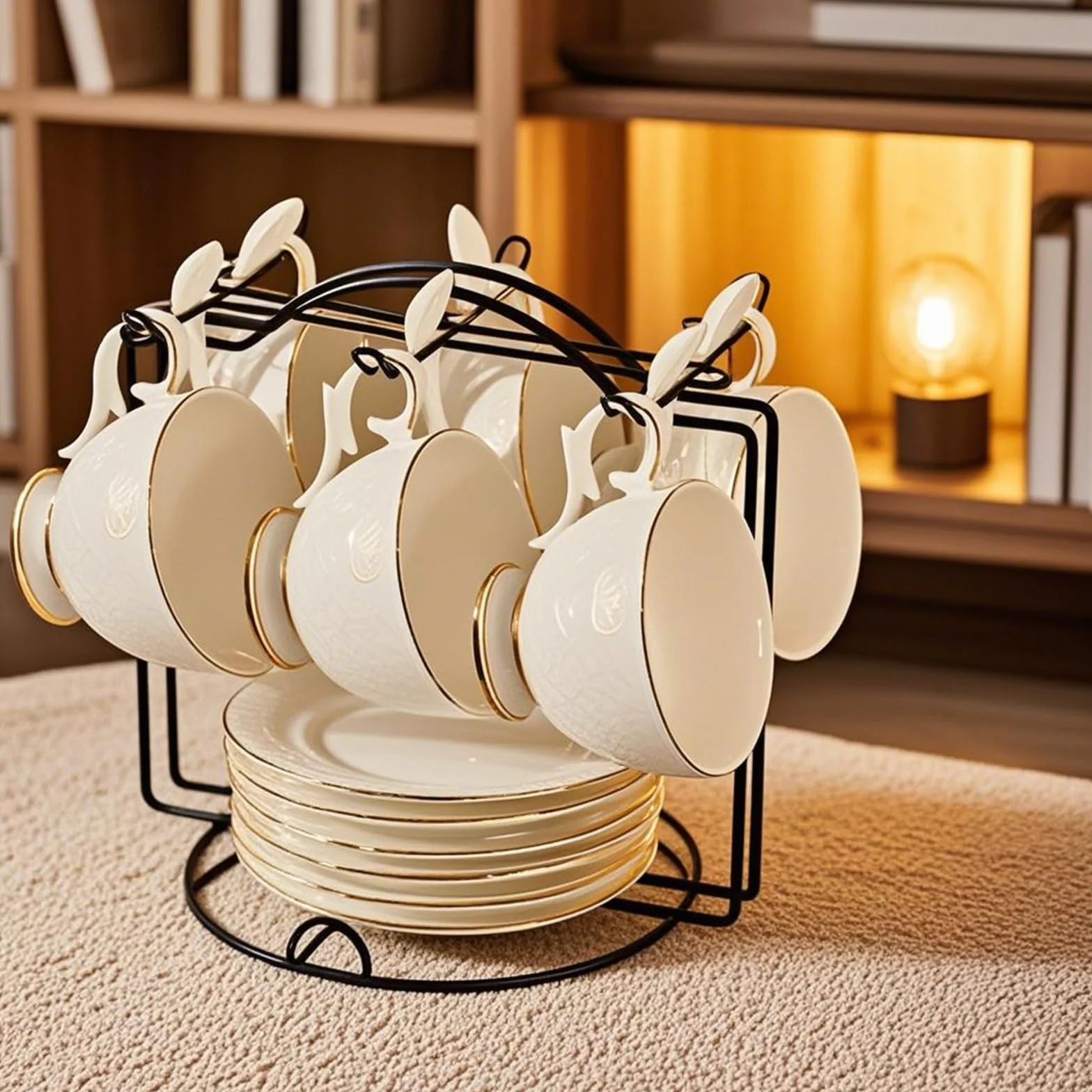 Service À Thé Vintage En Porcelaine 18 Pièces Avec Soucoupes Et Cuillères - Service À Thé Européen En Porcelaine Fine 200 Ml - Service À Café/Thé - Cadeaux Pour Femmes