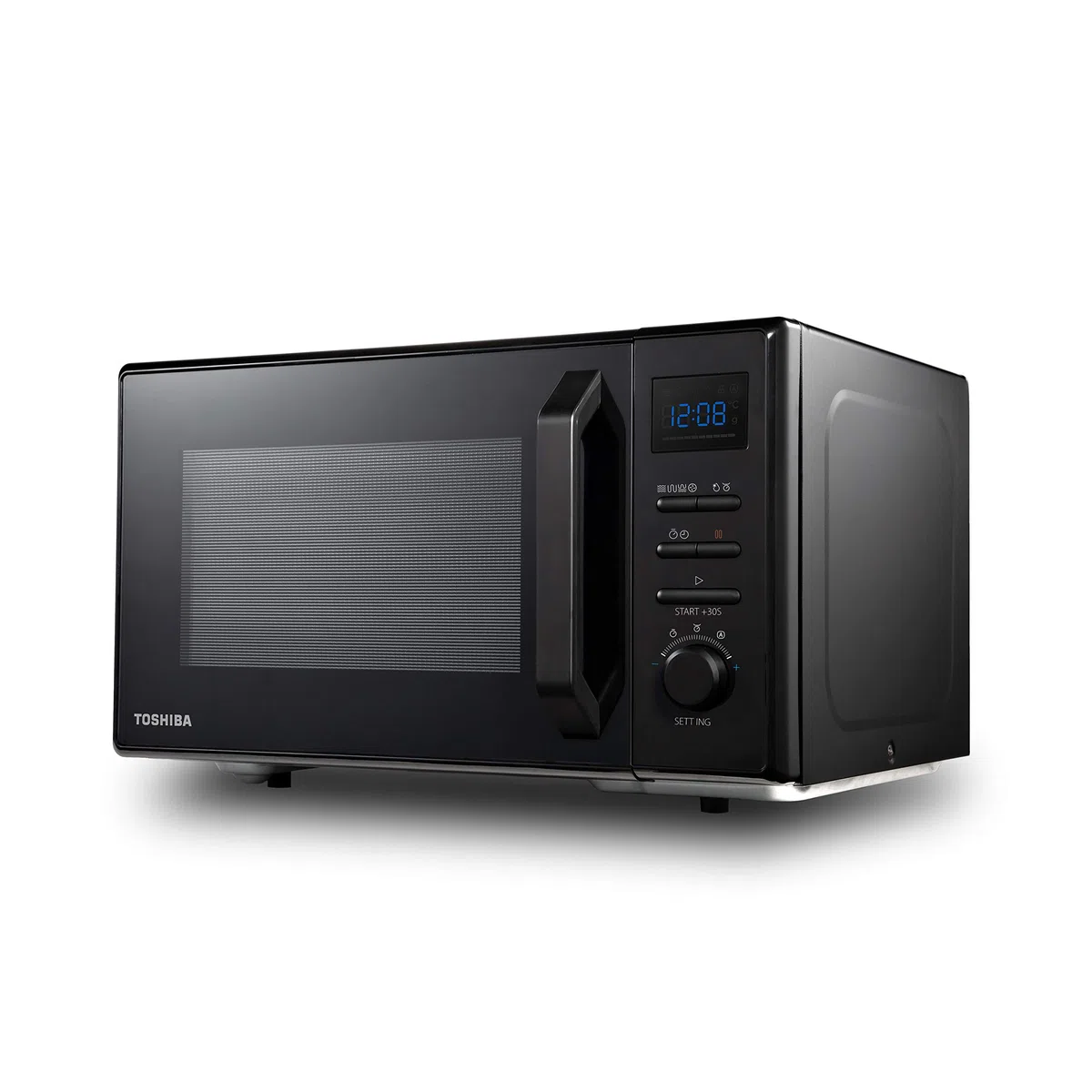 Toshiba Four à micro-ondes 950 W 25 L avec cavité en émail facile à nettoyer, plateau tournant à mémoire de position, convection 2250 W et grille croustillante 1150 W – Noir – MW2-AC25TF(BK)
