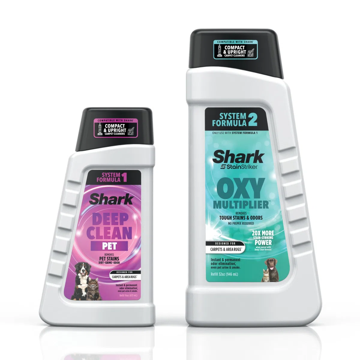 Shark StainStriker Pet Bundle pour tous les nettoyeurs de tapis portables StainStriker, comprend une formule multiplicateur OXY de 946 ml et une formule Deep Clean Pet de 473,6 g, PXCPBUNDLE