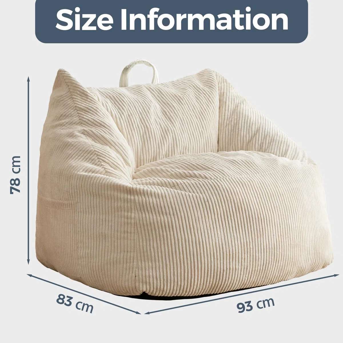 MAXYOYO Pouf poire géant en velours côtelé pour adultes et adolescents avec rembourrage en mousse inclus, mobilier de salon (beige)