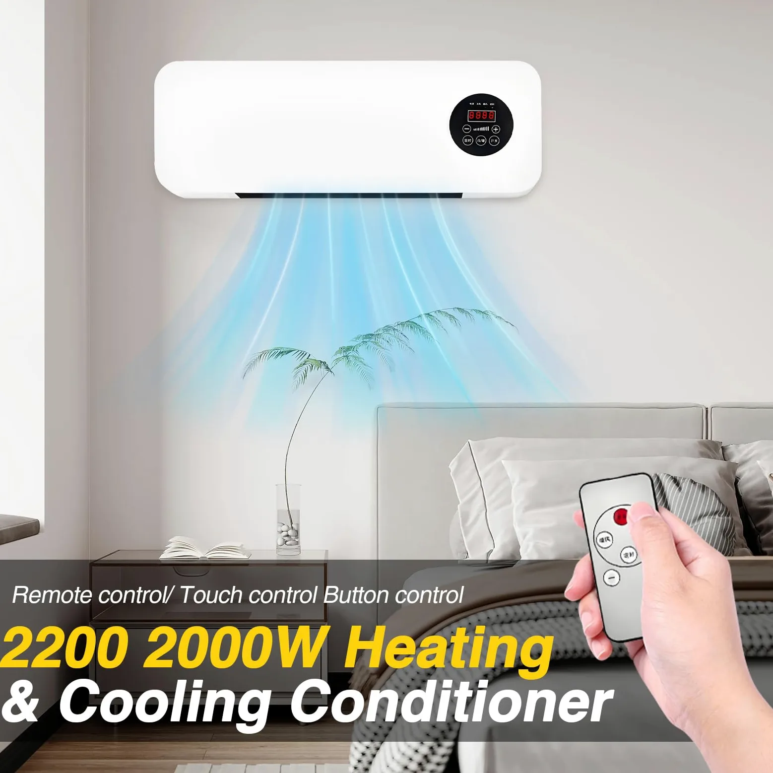Climatiseur Portable 2000 W,Température Constante Intelligente,Climatiseur Sans Unité Extérieure,Chaud/Froid Réglable avec Télécommande Et Minuterie De 8 Heures,pour chambre à coucher, salon