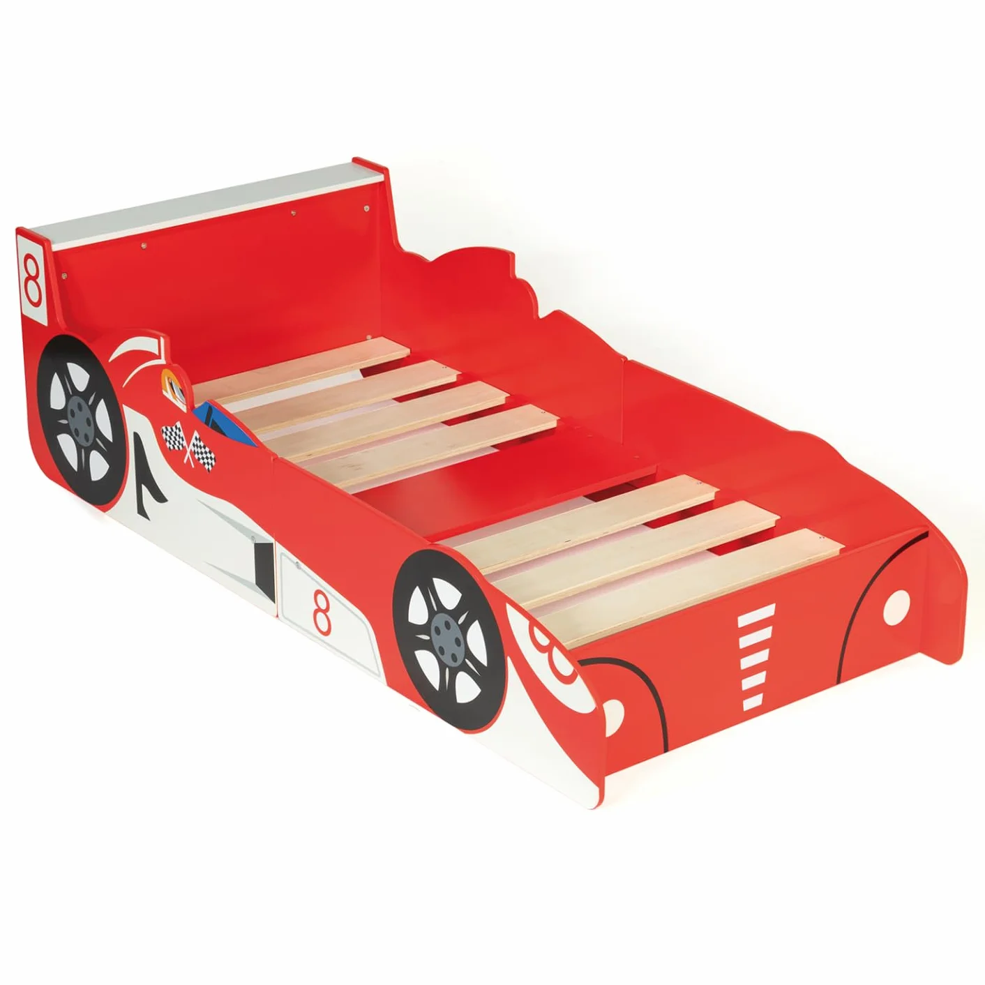 IDMarket - Lit Enfant Voiture Formule 1 Teddi 70 x 140 CM Rouge