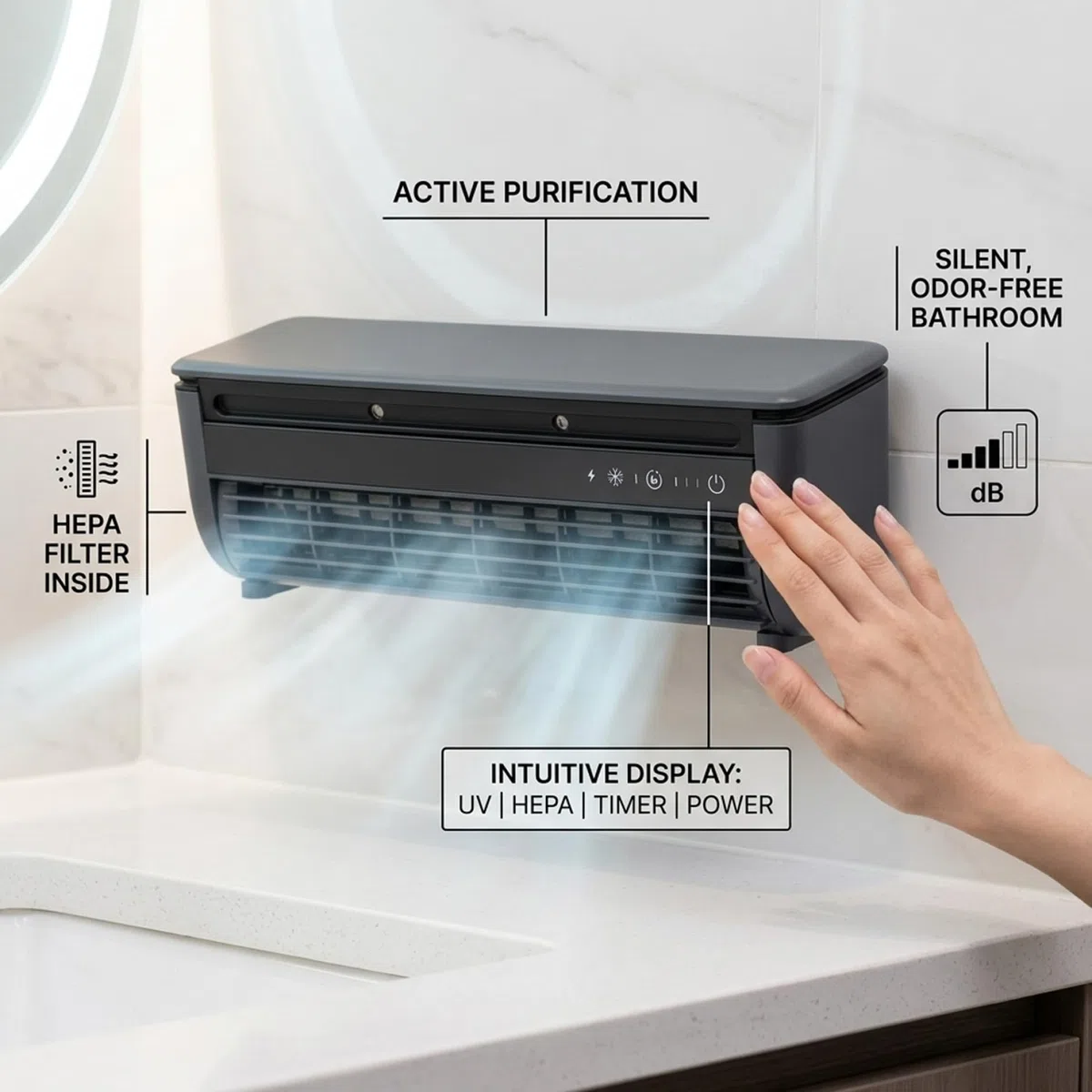 Climatiseur mural avec refroidissement rapide et batterie de 6000 mAh – Mini climatiseur, refroidisseur USB portable avec télécommande pour cuisine, dortoir, bureau