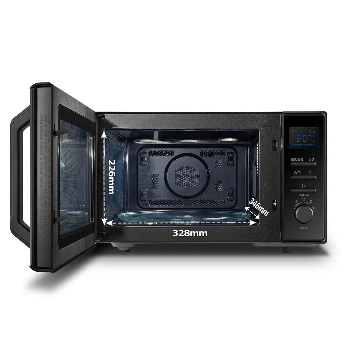 Toshiba Four à micro-ondes 950 W 25 L avec cavité en émail facile à nettoyer, plateau tournant à mémoire de position, convection 2250 W et grille croustillante 1150 W – Noir – MW2-AC25TF(BK)