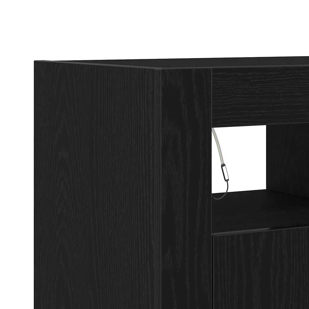 vidaXL Buffet Chêne Noir 80 x 35 x 75 cm Bois d'ingénierie, Buffet rectangulaire élégant pour Le Salon, Meuble de Rangement Moderne, Cabinet d'intérieur Polyvalent