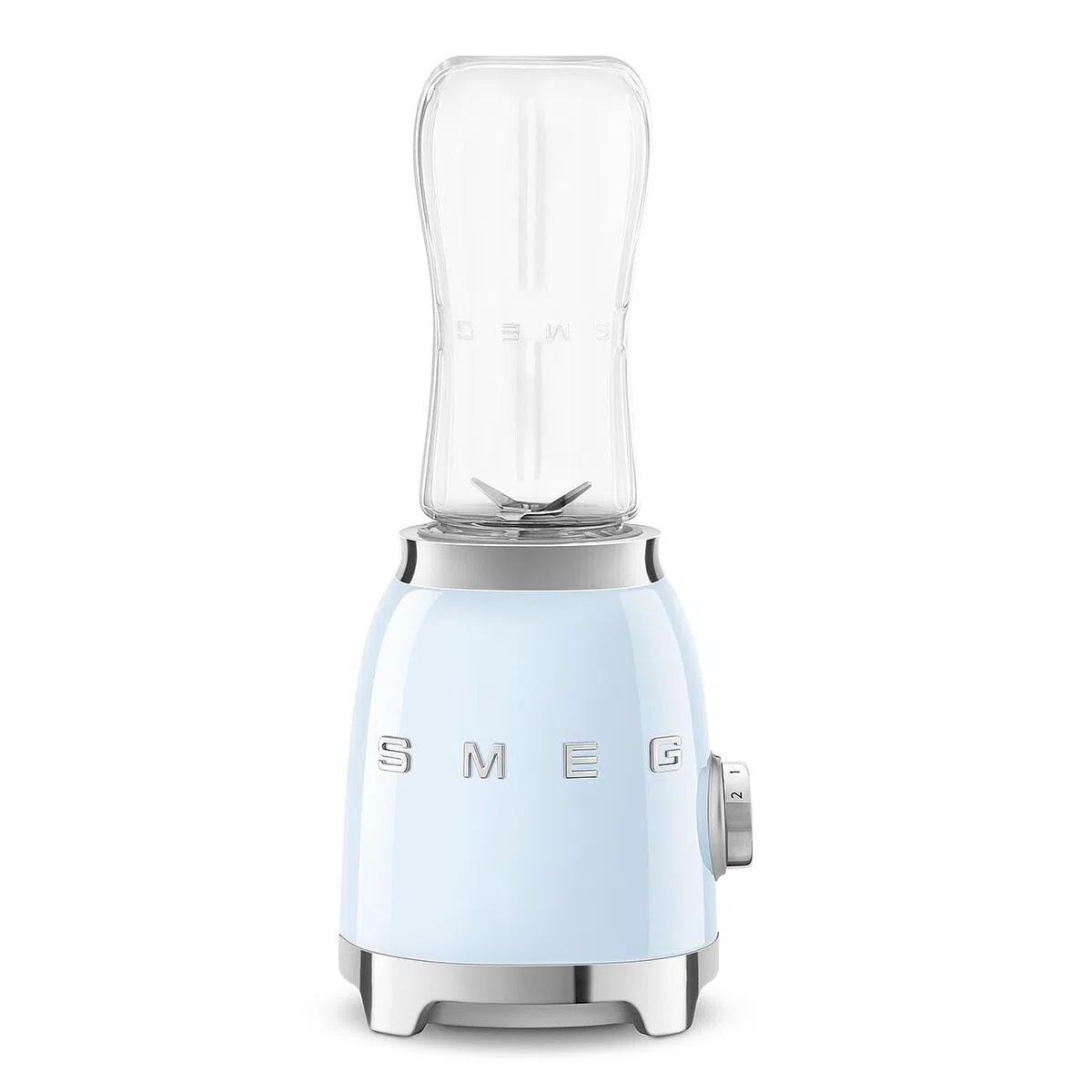 Smeg, Mini-Blender PBF00PBEU, 2 Niveaux de Vitesse, Blocage Moteur de Sécurité, 1 Bouteille de 600 ml Fournie, Base Antidérapante, Range cordon Intégré, 300W, Bleu Clair Pastel
