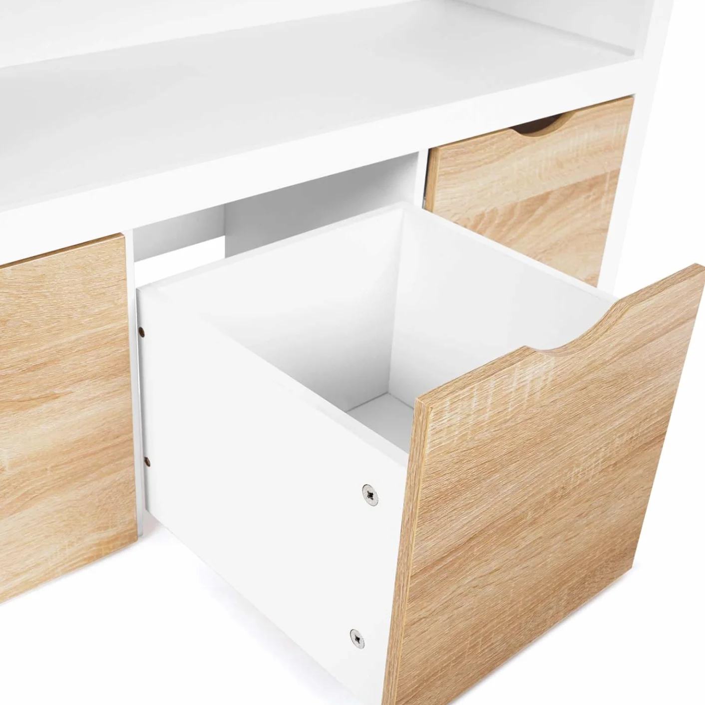IDMarket - Meuble de Rangement Enfant Mana en Bois Blanc et hêtre 3 tiroirs Cubes sur roulettes