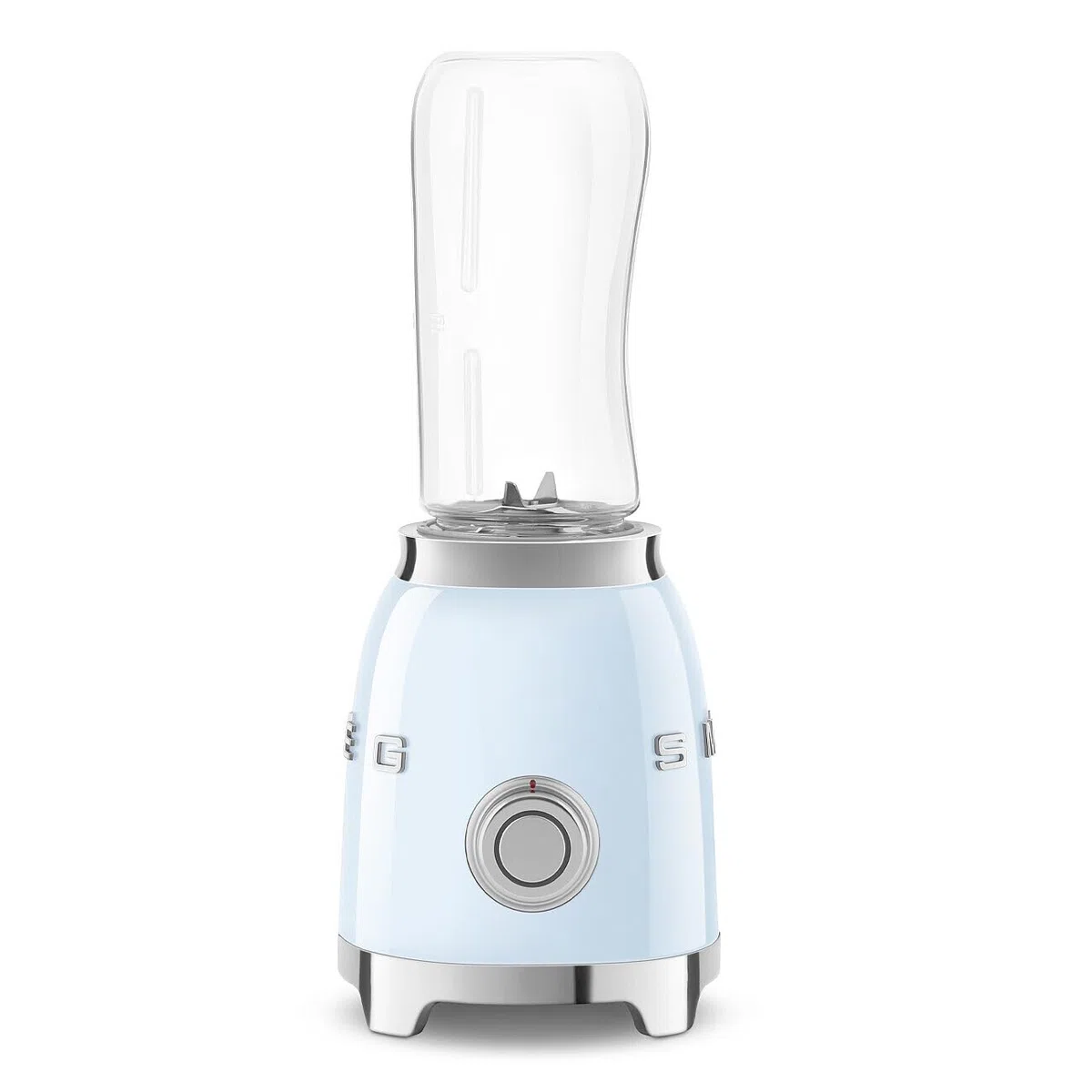 Smeg, Mini-Blender PBF00PBEU, 2 Niveaux de Vitesse, Blocage Moteur de Sécurité, 1 Bouteille de 600 ml Fournie, Base Antidérapante, Range cordon Intégré, 300W, Bleu Clair Pastel