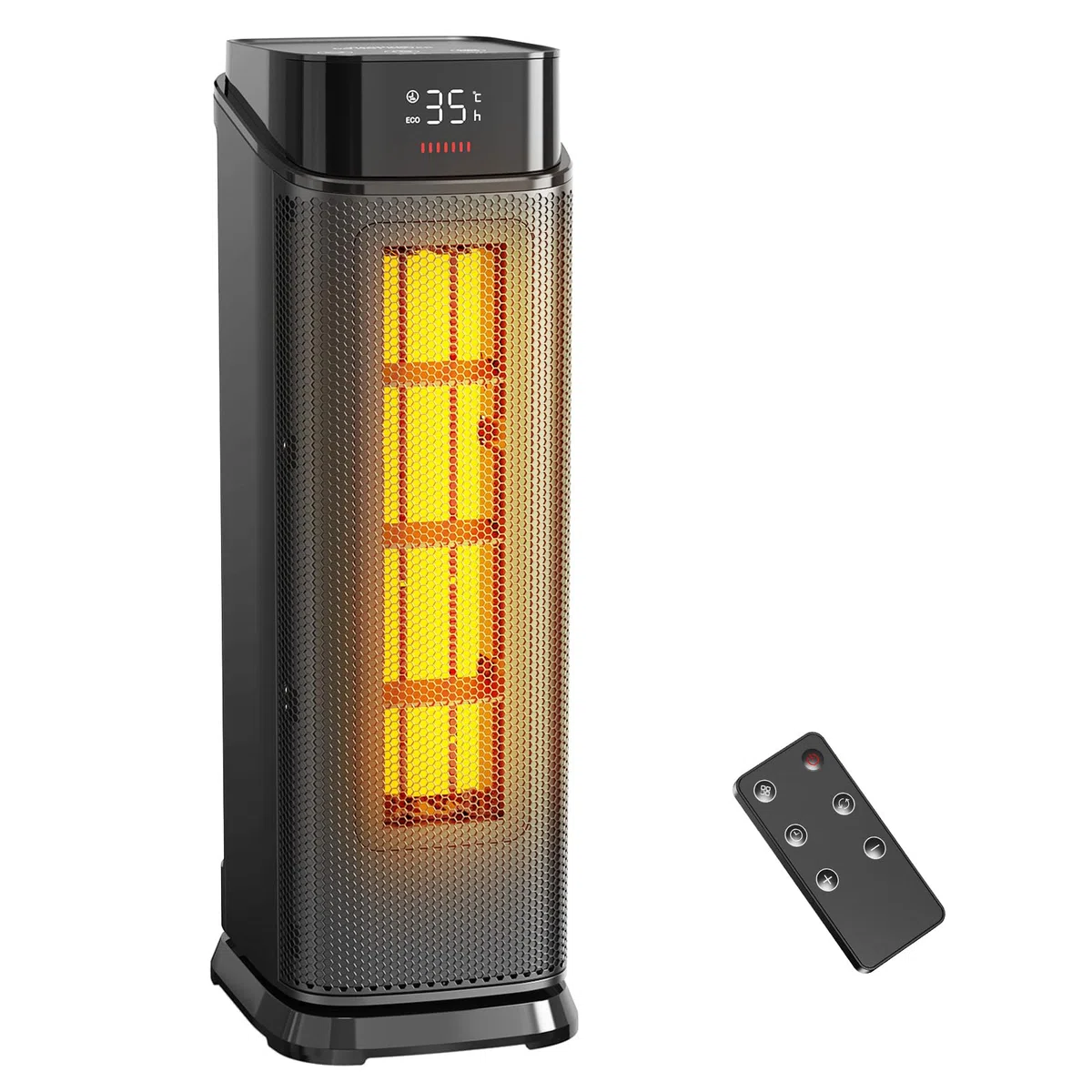 QEXREED Chauffage d'appoint, Chauffage PTC 2000W avec 4 Modes, Mode Éco, Oscillation 90°, Minuterie 24H, Télécommande, Silencieux et Puissant avec Protection contre Surchauffe et Chute pour la Maison