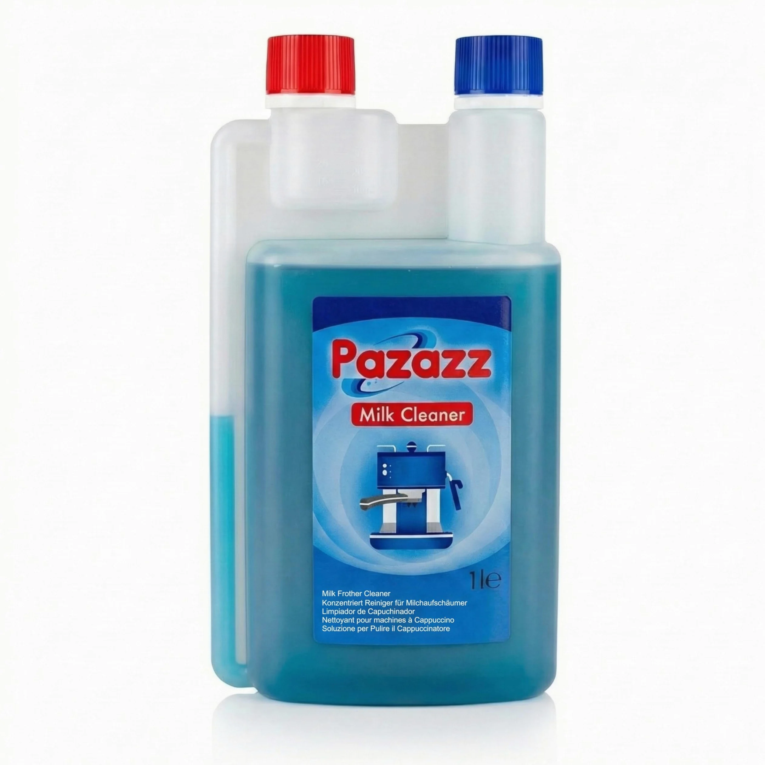 PAZAZZ Nettoyant pour Mousseurs à Lait – Détergent Liquide pour Machines à Café et Espresso – Élimine les Résidus de Lait – Usage Domestique et Professionnel – 1000ml – Lot de 12