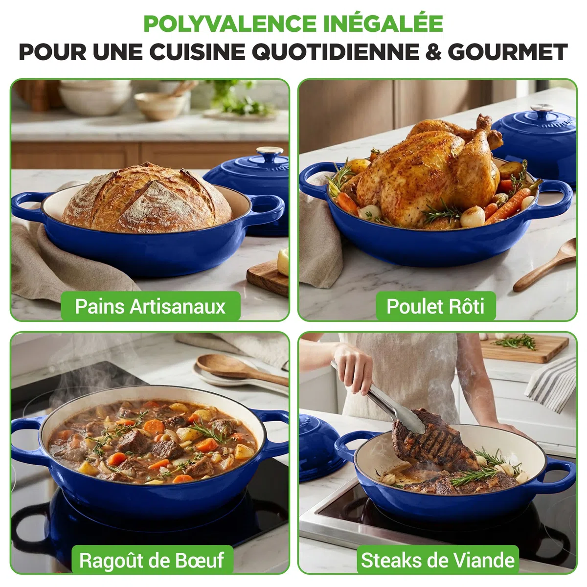 NutriChef Four à Pain en Fonte Émaillée avec Couvercle Dôme – Cocotte Dutch Oven 26 cm pour Pain au Levain, Pain Artisanal, Ragoût, Cuisson Vapeur, Four 260 °C, Compatible Induction, Gants Silicone