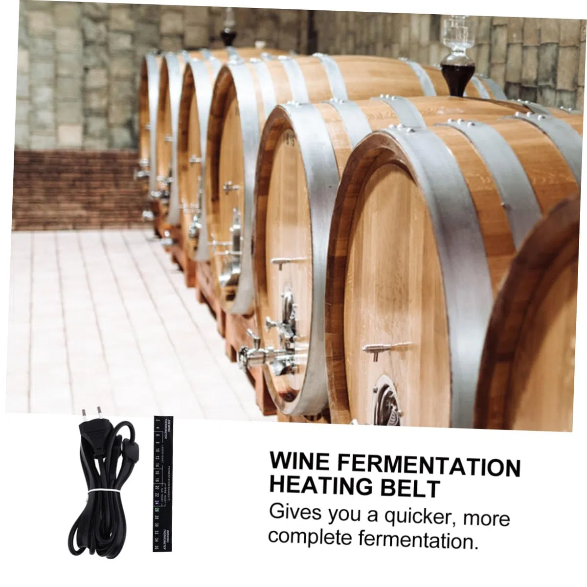 Ceinture Chauffante pour Fermentation du Vin Électrique en Caoutchouc De Silicone Noir, Alimentation Ac220-240v, pour Brassage Domestique Et Bière, Accessoire Vinification Facile à Utiliser