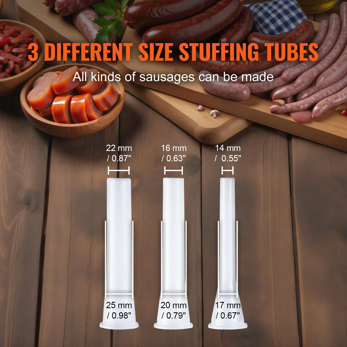 VEVOR Poussoir à Saucisses Manuel 2 L, Machine à Saucisses Verticale avec Pince de Type G, Ensacheuse Saucisse en Acier Inoxydable 304 Alimentaire, 3 Tubes de Remplissage, pour Cuisine Restaurant