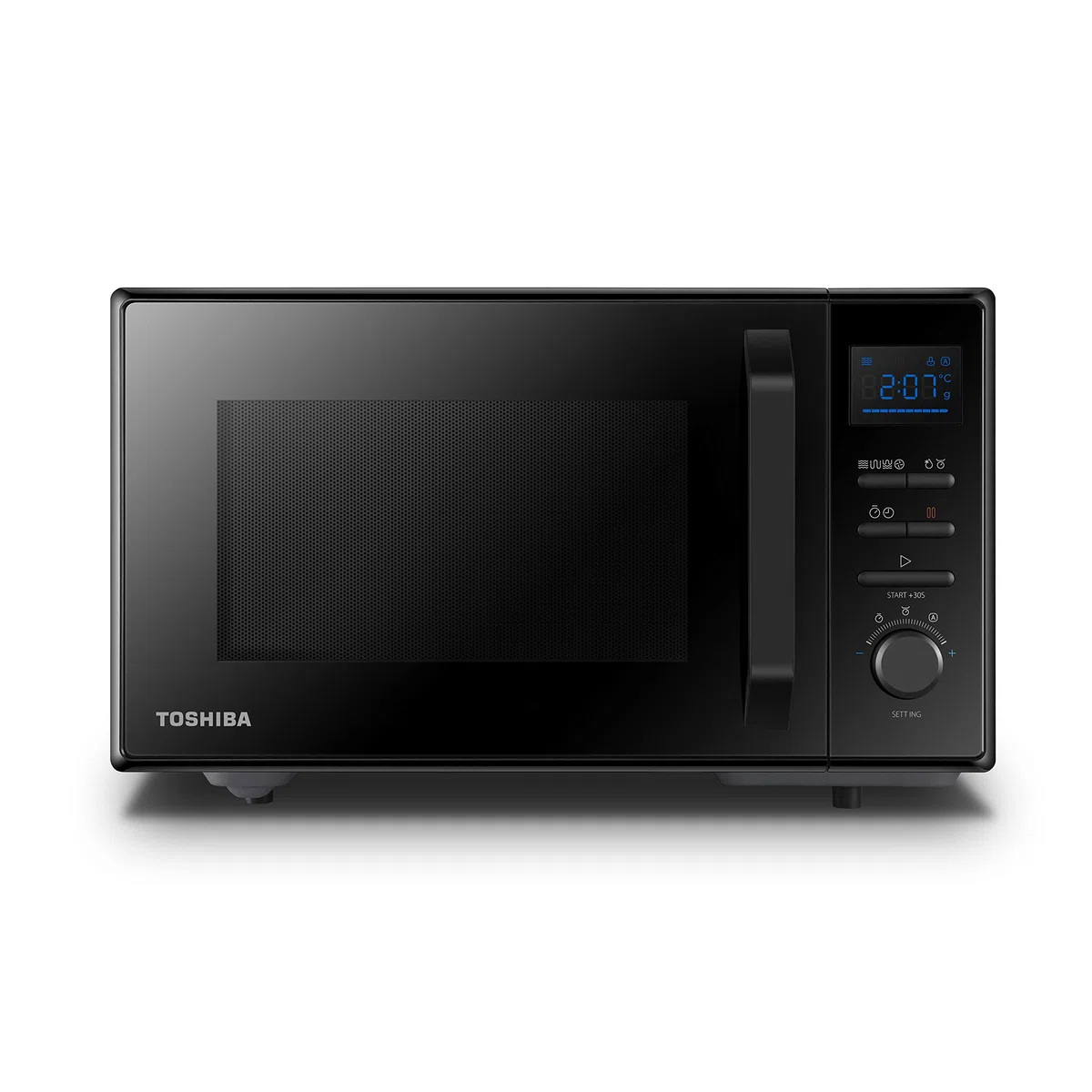 Toshiba Four à micro-ondes 950 W 25 L avec cavité en émail facile à nettoyer, plateau tournant à mémoire de position, convection 2250 W et grille croustillante 1150 W – Noir – MW2-AC25TF(BK)