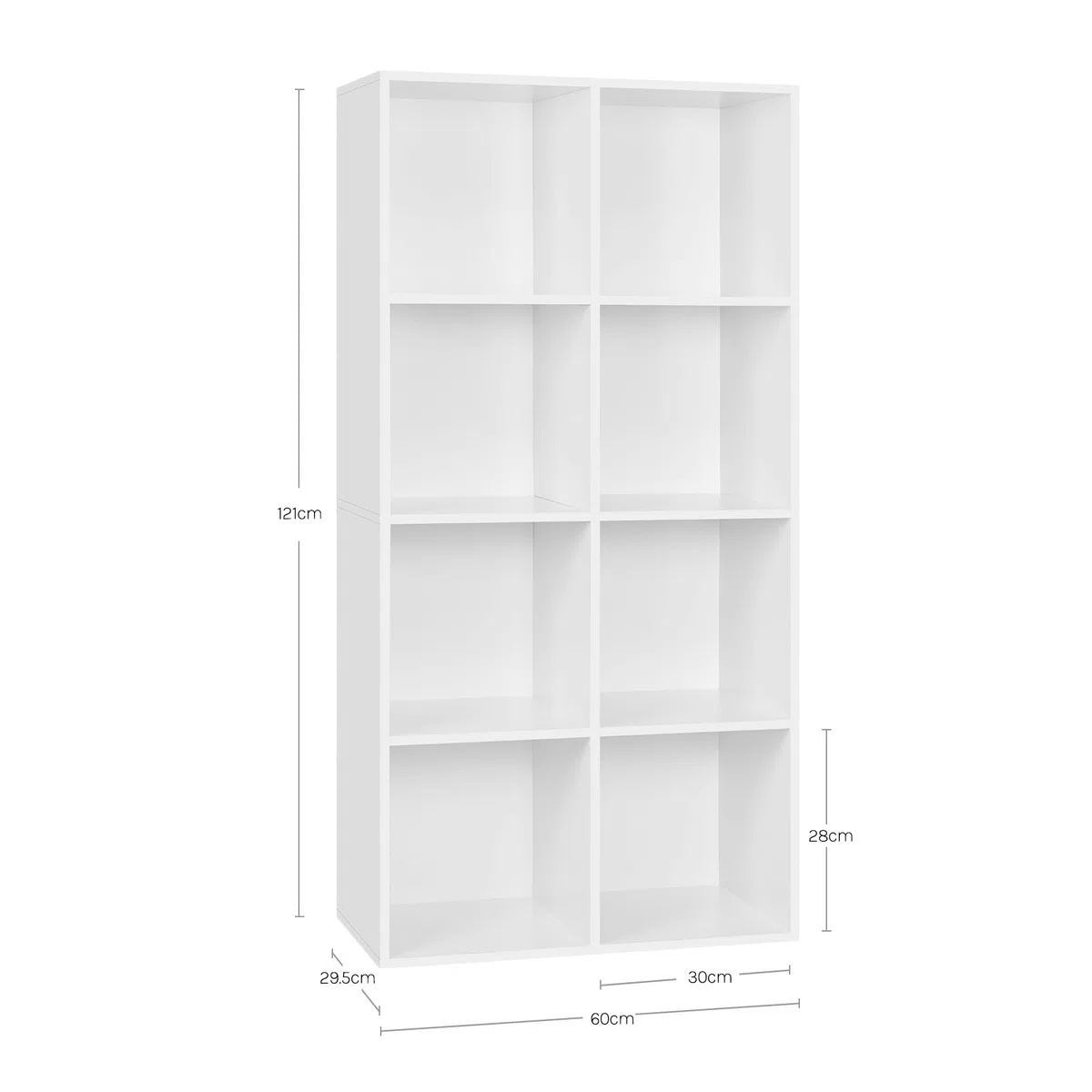 WOLTU Bibliothèque, Étagère de 8 Casiers, pour Salon, Bureau, 60x29,5x121cm en Panneaux de Particules, Blanc,SK002ws4