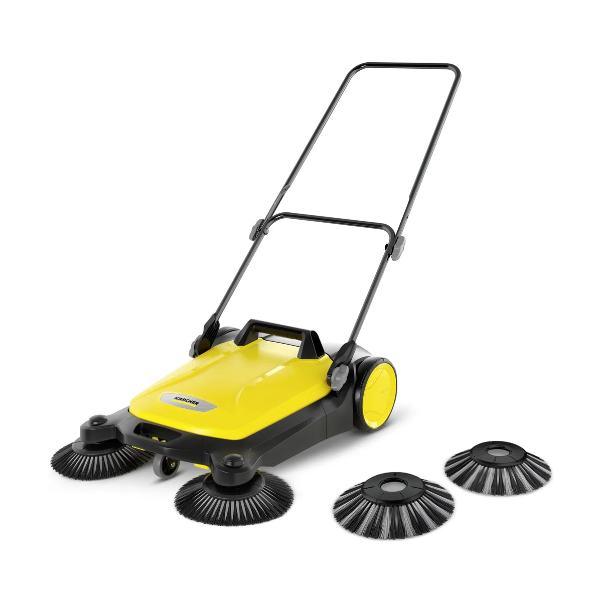Balayeuse 2 en 1 Kärcher S 4 Twin, Jaune/Noir, (débit de Surface Max. : 2400 m²/h, 2 brosses latérales, bac de Balayage : 20 l, Largeur de Travail : 680 mm) + Jeu de brosses latérales | Charge maximale : Capacité de surface : 2400 m²/h, 2 balais latéraux,