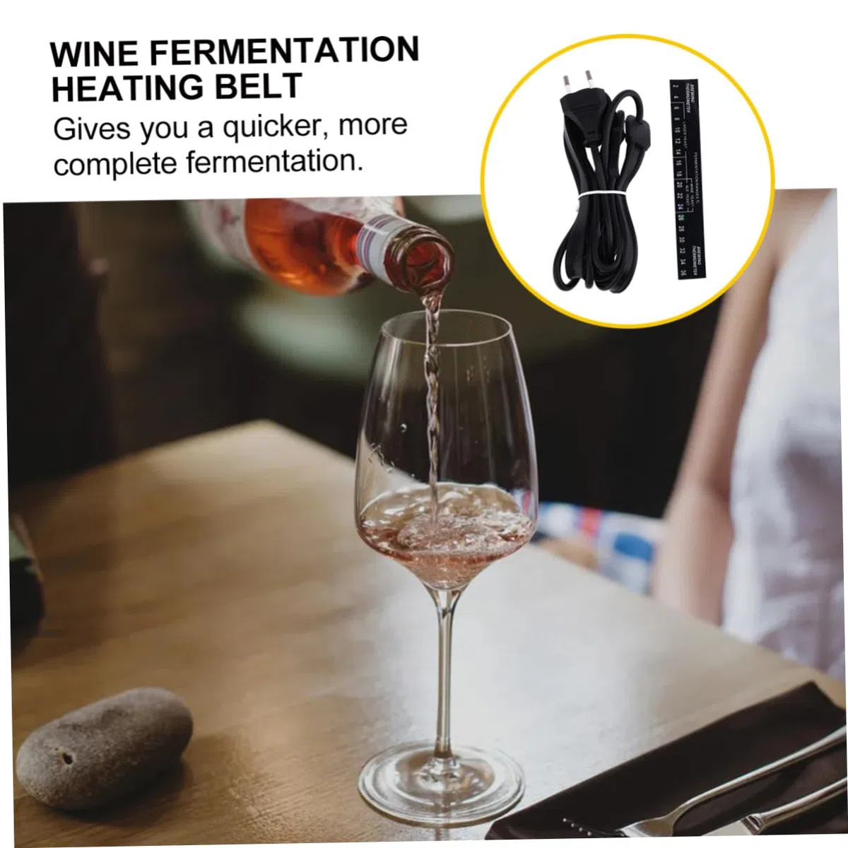 Ceinture Chauffante pour Fermentation du Vin Électrique en Caoutchouc De Silicone Noir, Alimentation Ac220-240v, pour Brassage Domestique Et Bière, Accessoire Vinification Facile à Utiliser
