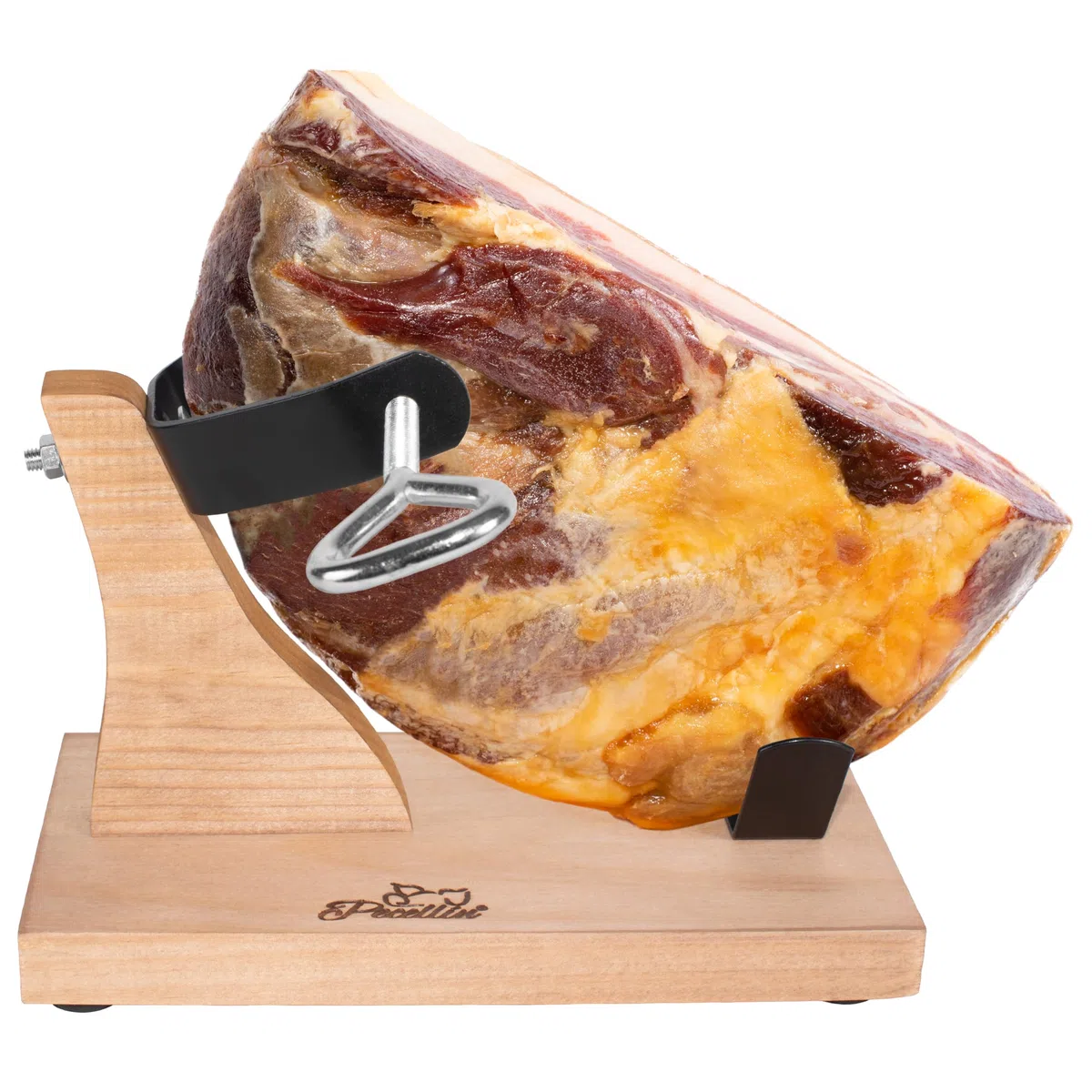 Support à jambon pour centres de jambon - Planche à découper en bois naturel pour jambon serrano et ibérique durci désossé, base antidérapante stable, support à jambon avec ajustement sûr