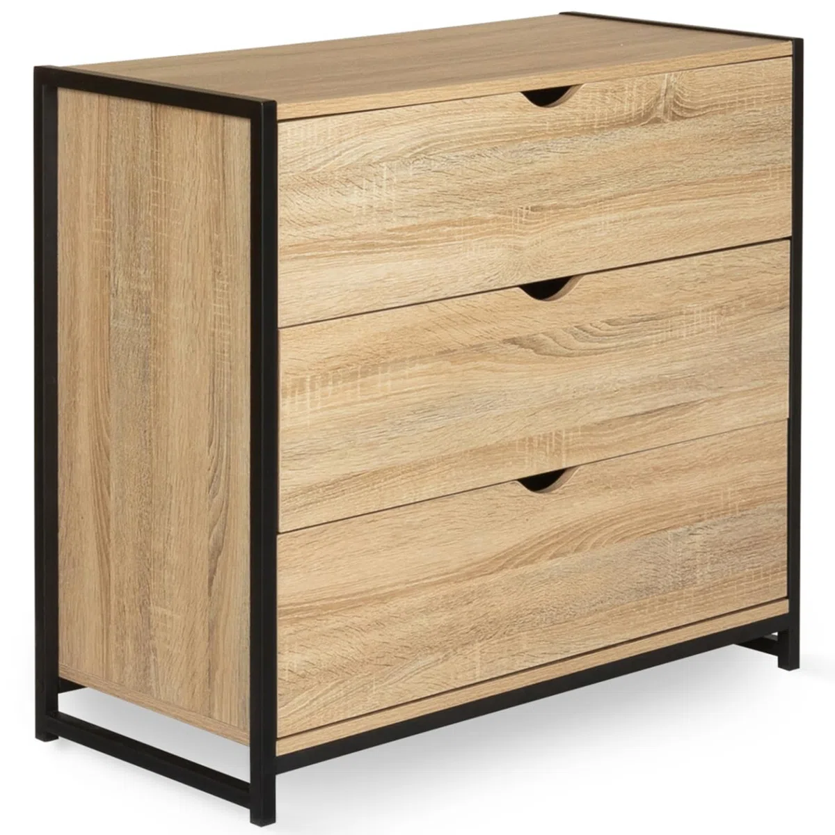 IDMarket - Commode 3 tiroirs Detroit 80 cm Design Industriel
