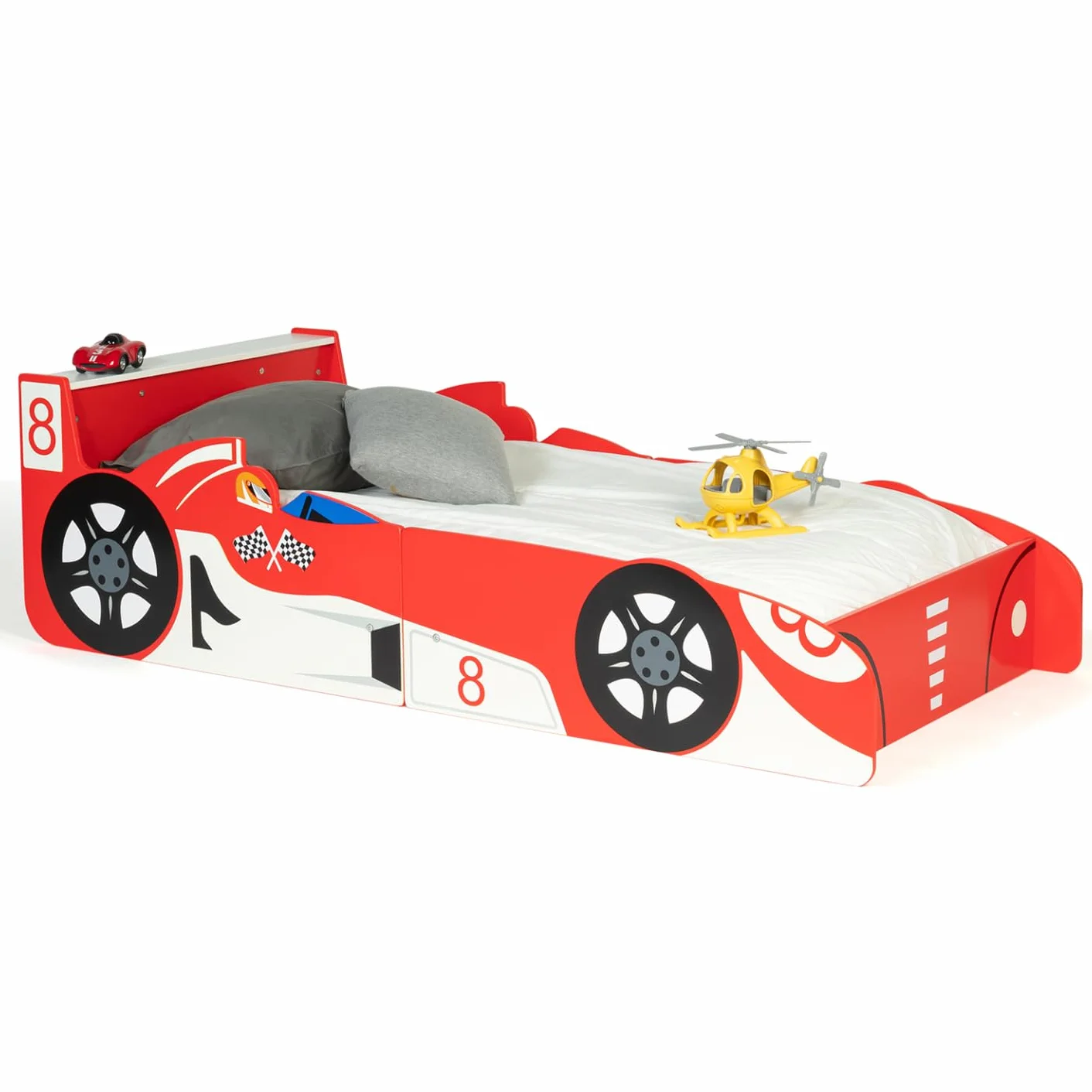 IDMarket - Lit Enfant Voiture Formule 1 Teddi 70 x 140 CM Rouge